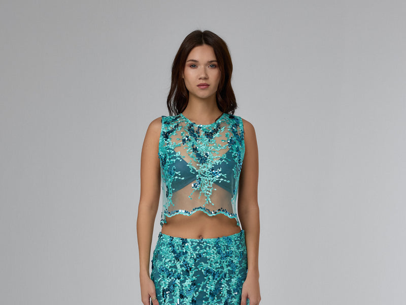 Celestial Tide Sheer Crop Top