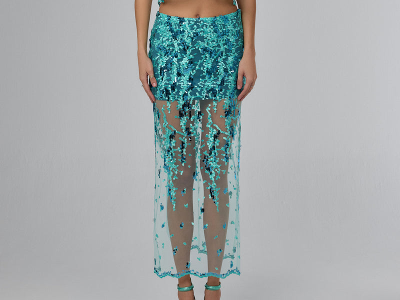 Celestial Tide Sheer Midi Skirt
