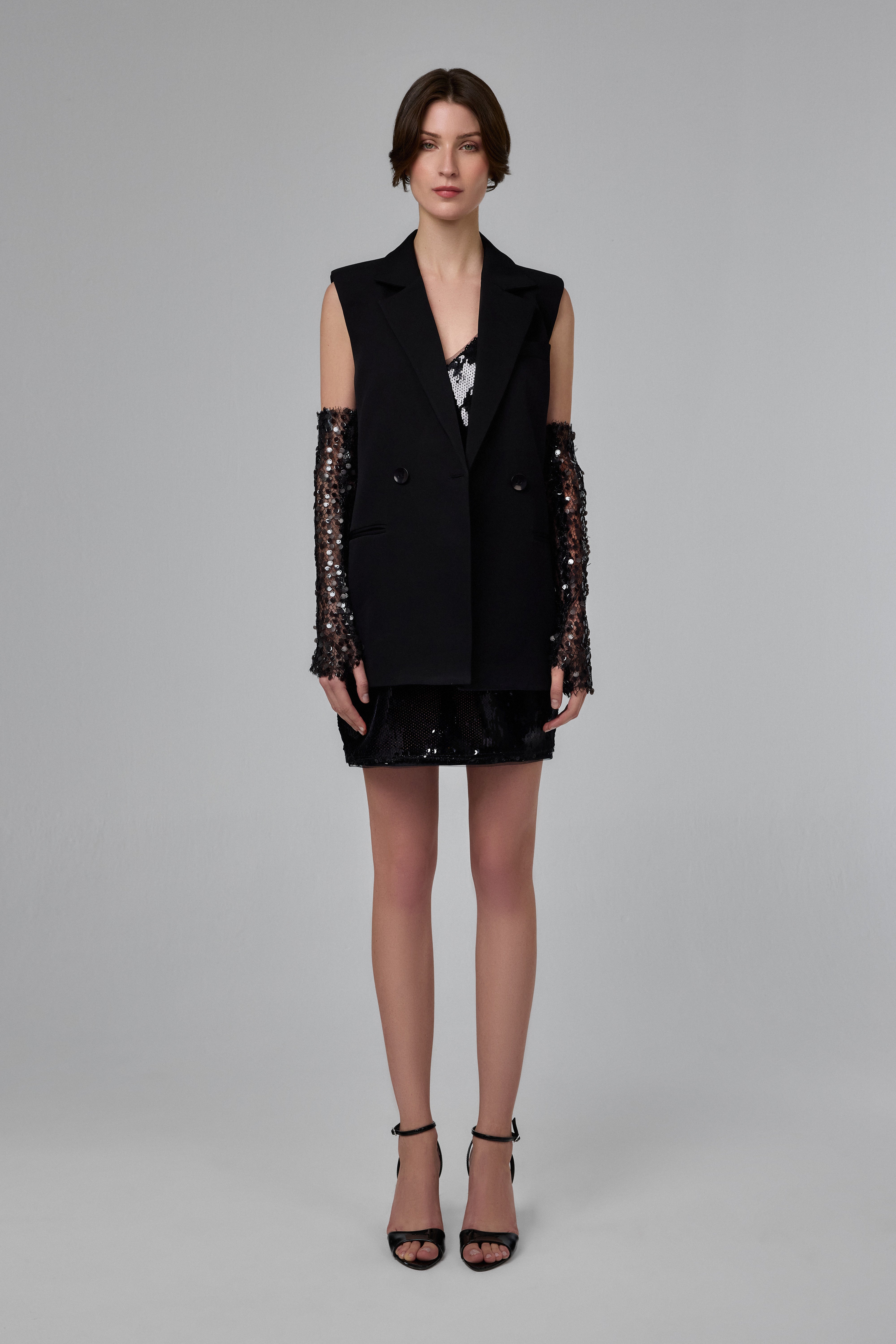 Black Structured Sleeveless Tailored Vest
