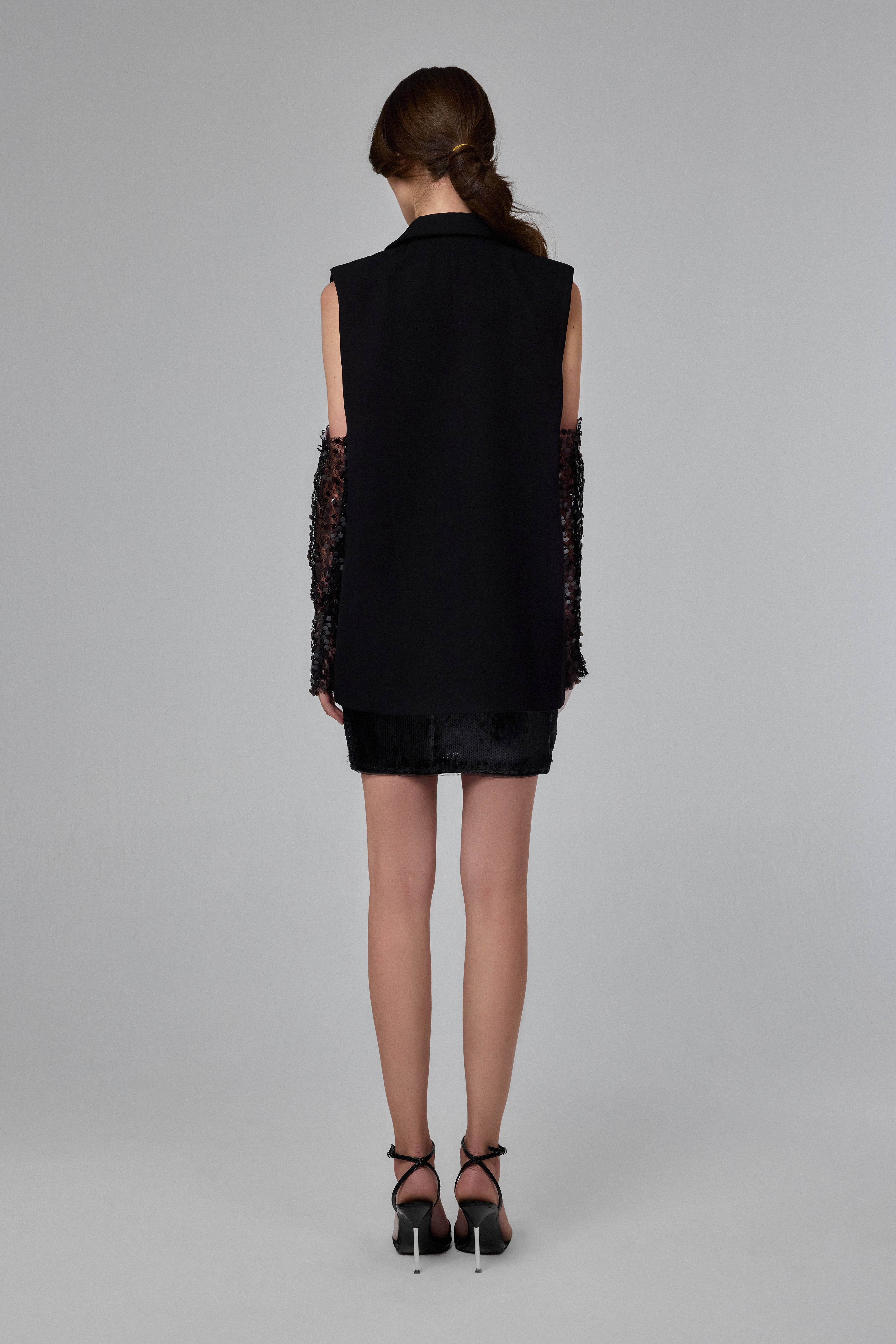 Black Structured Sleeveless Tailored Vest