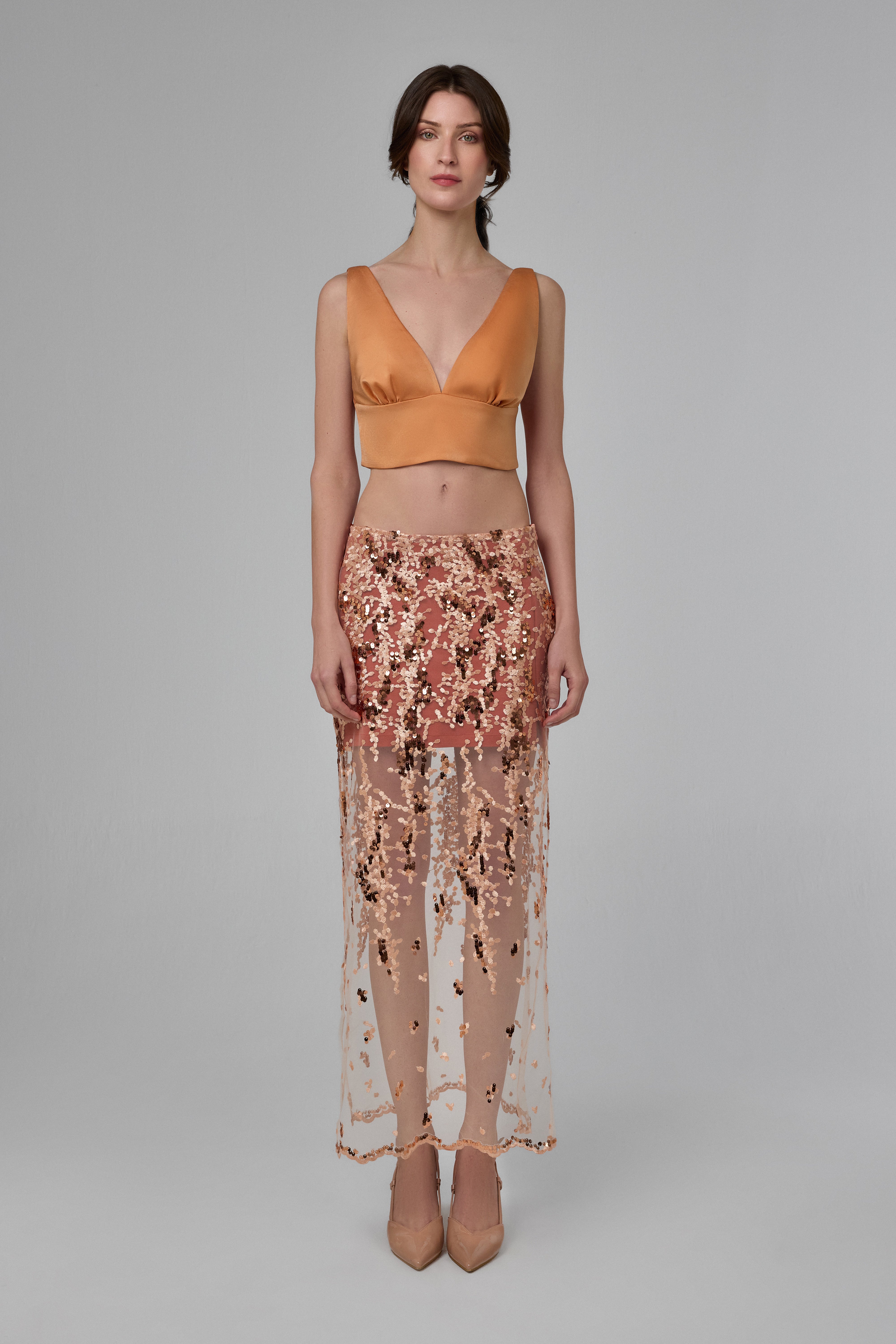 Plunge V-Neck Structured Crop Top
