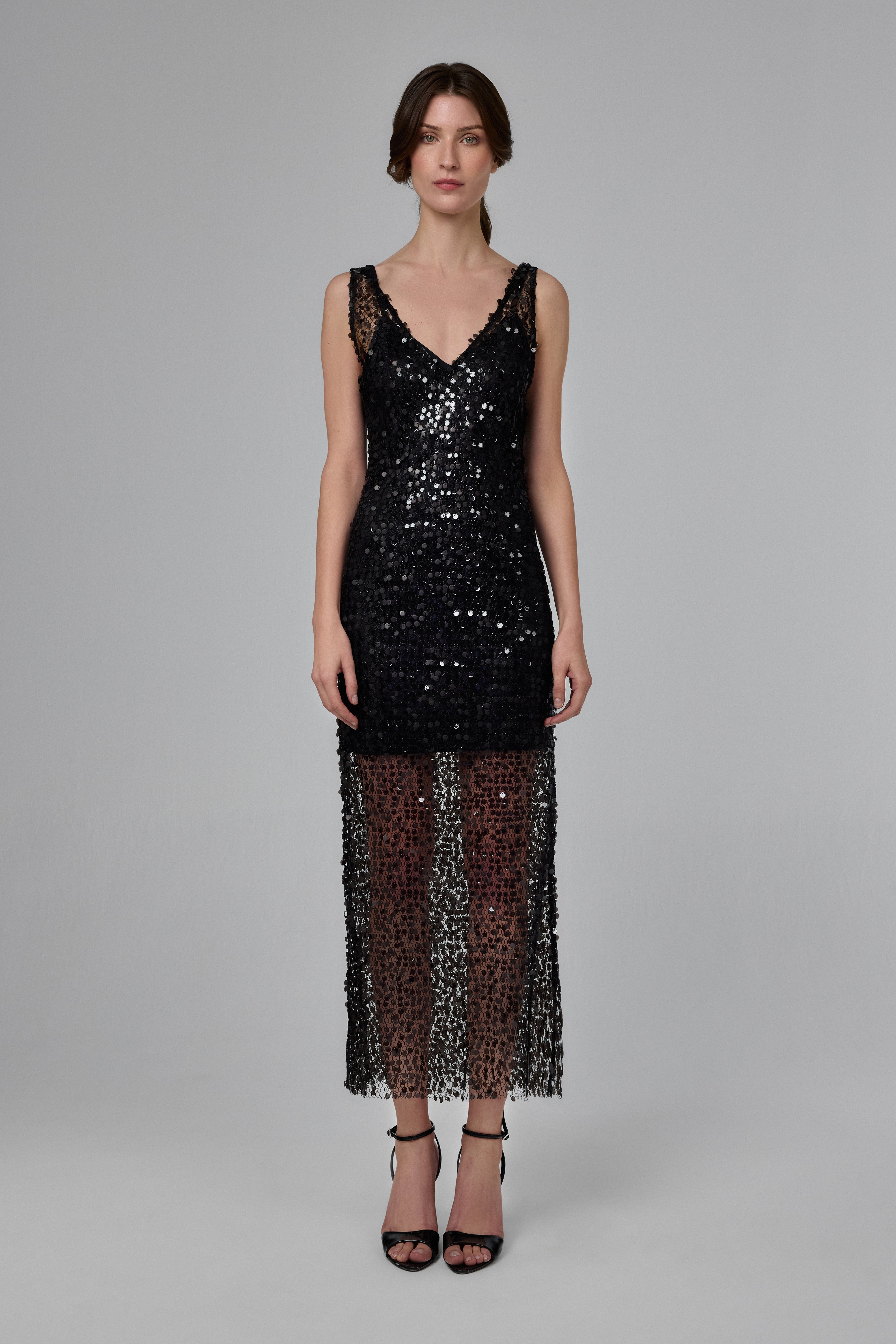 Black Stardust Midi Dress