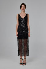 Load image into Gallery viewer, Black Stardust Midi Dress