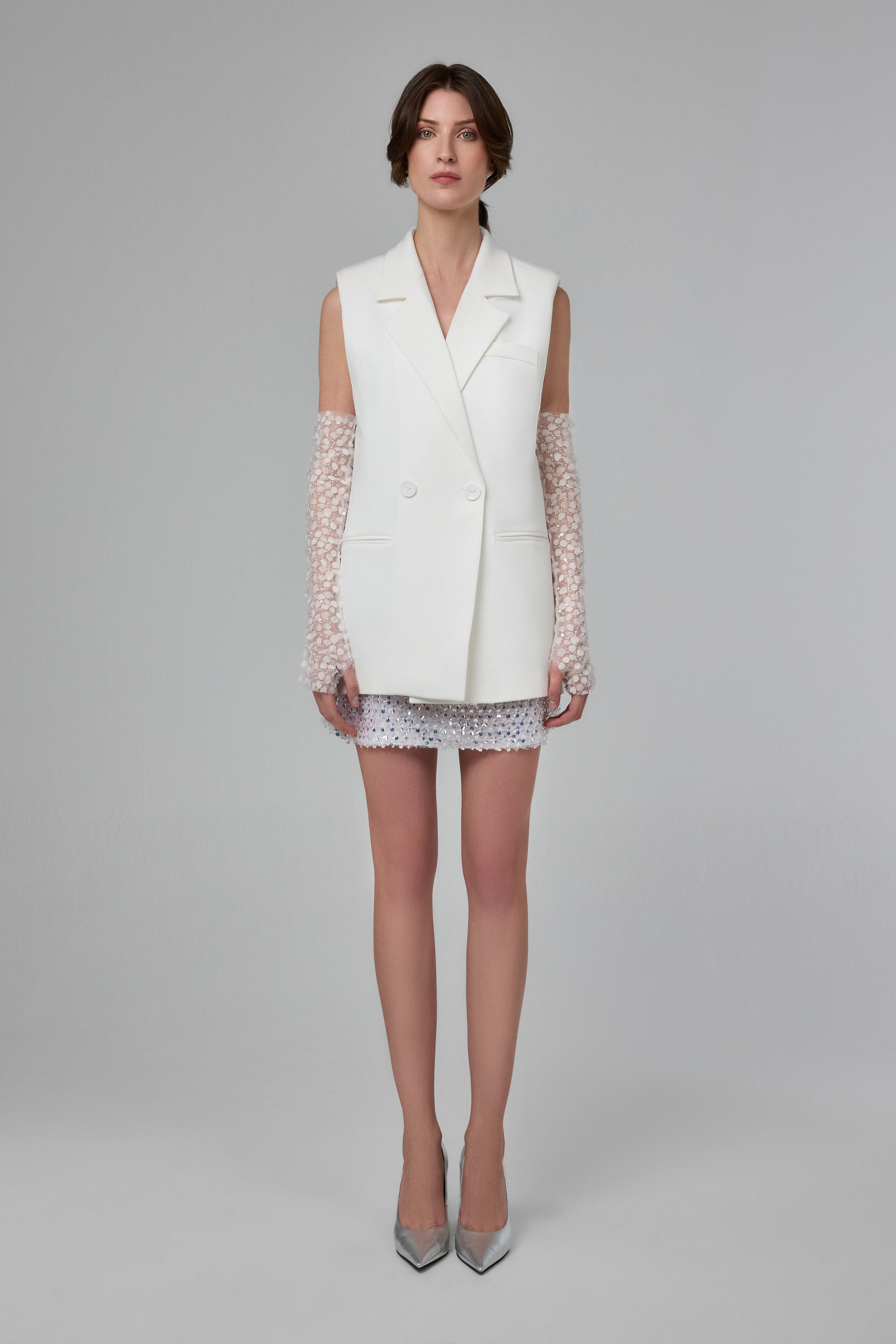 Cosmic Ice Structured Sleeveless Tailored Vest