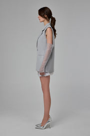 Ice Grey Structured Sleeveless Tailored Vest