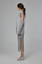 Ice Grey Structured Sleeveless Tailored Vest