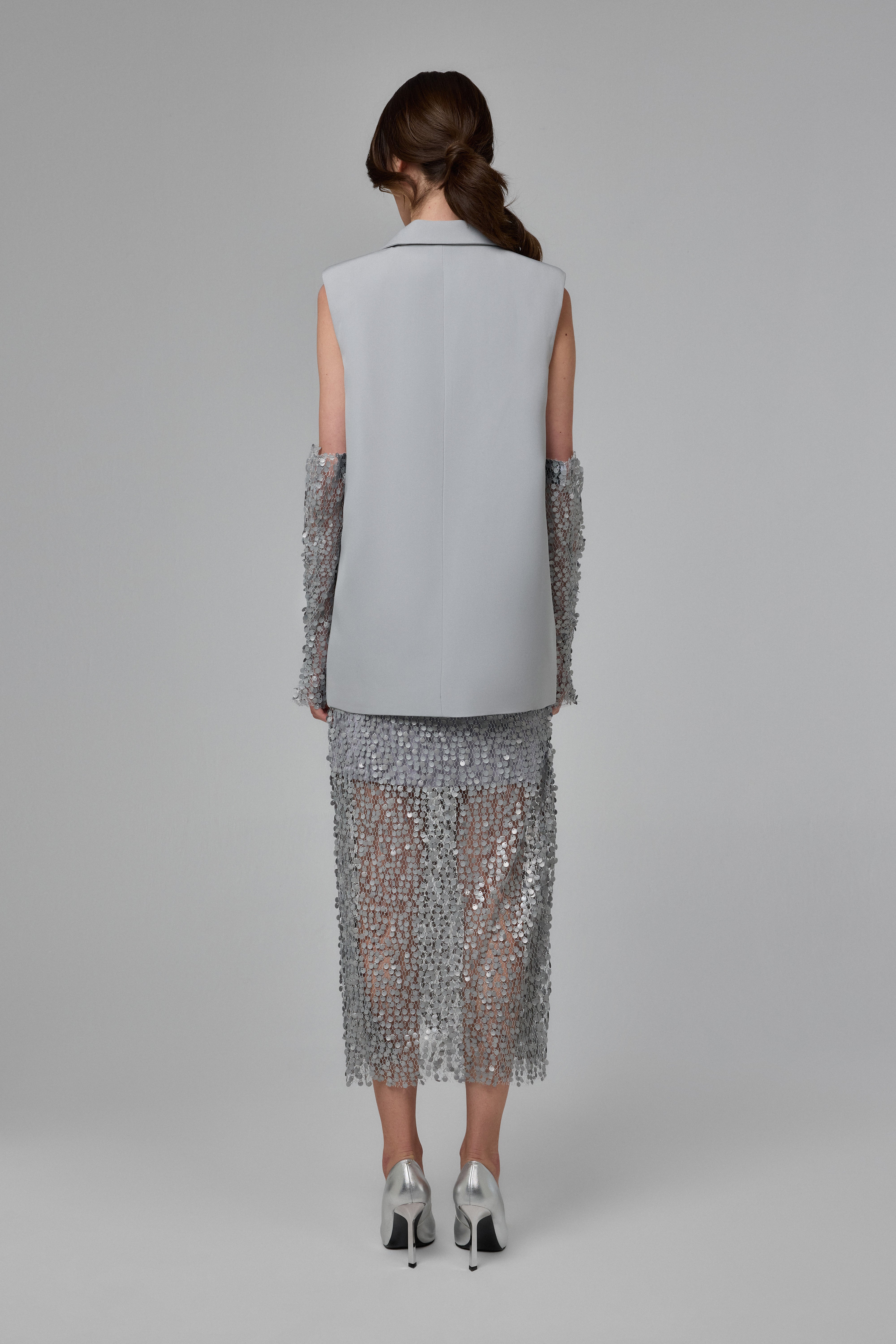 Ice Grey Structured Sleeveless Tailored Vest